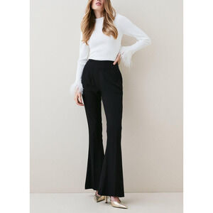 Karen Millen 'Kickflare' Black Darted Waist Dress Pants Size 6